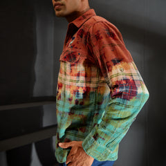 Beige corduroy ombre checks full sleeves shirt