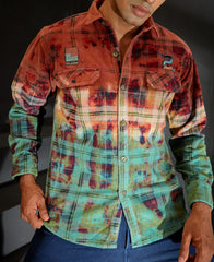 Beige corduroy ombre checks full sleeves shirt