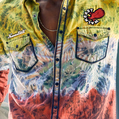 Denim floral print with Ombre full sleeves shirt