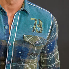 Green indigo checks half & full sleeves shirt