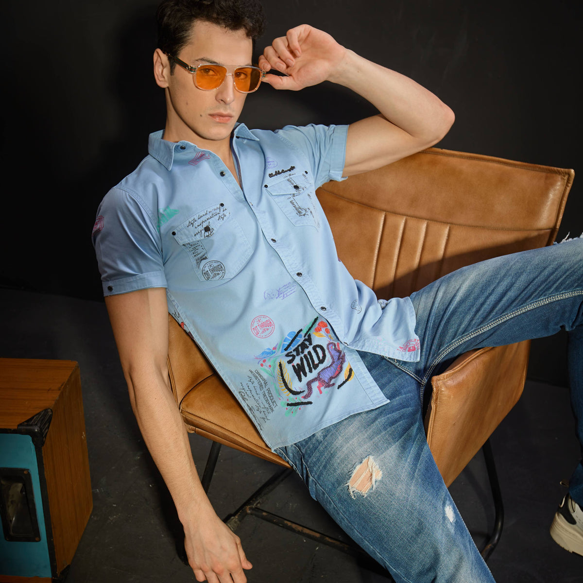 Sky Blue Half Sleeves Shirt