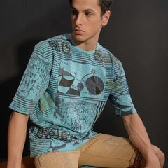 Blue abstract print tshirt