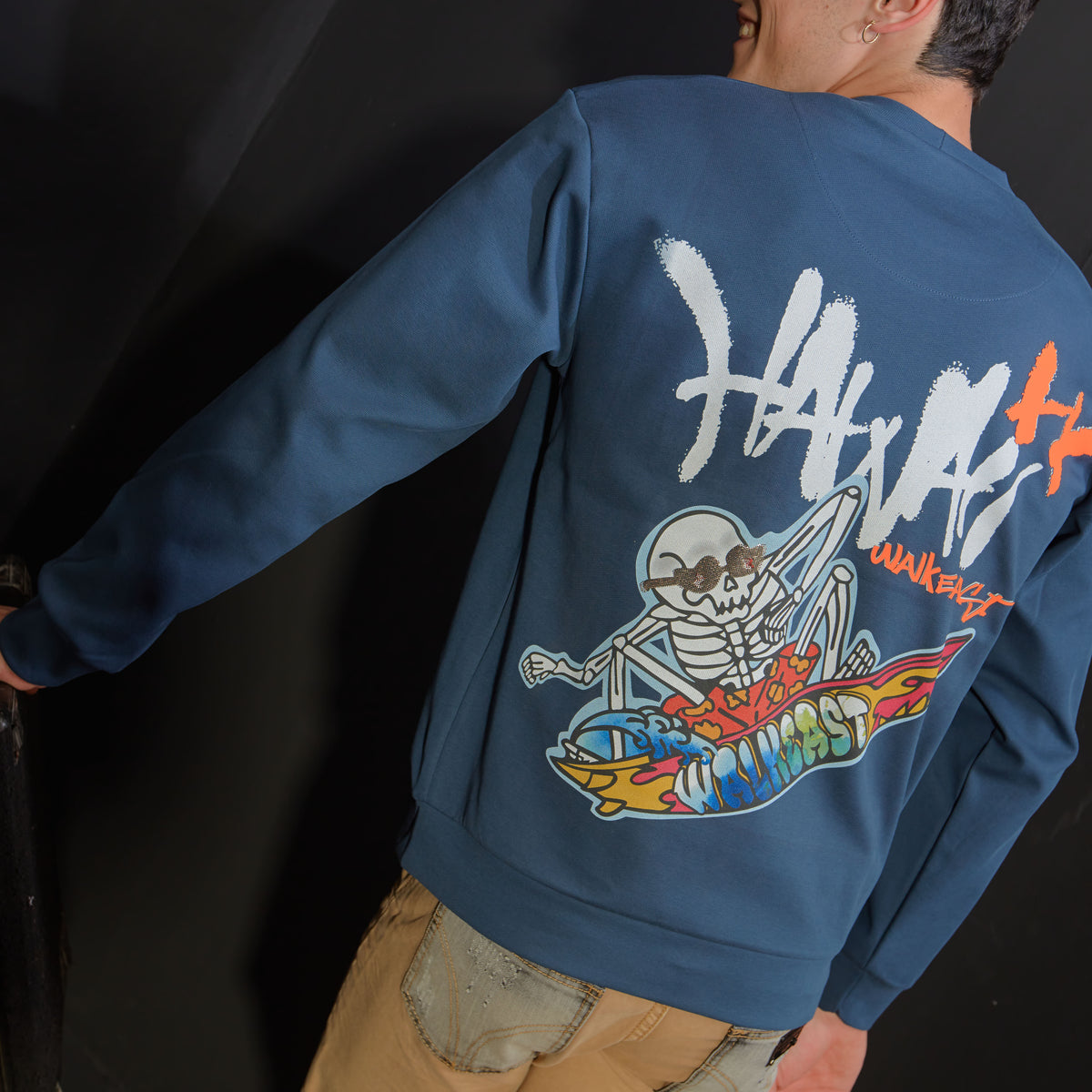 Deep blue backprint full sleeves tshirt