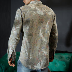 Grey cloud wash full sleeves shirt