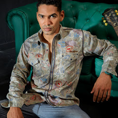 Grey cloud wash full sleeves shirt