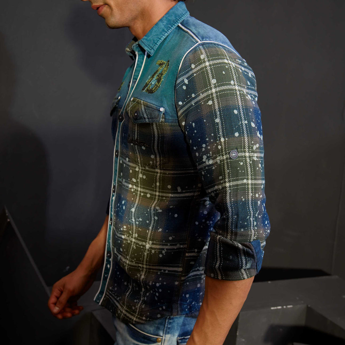 Green indigo checks half & full sleeves shirt