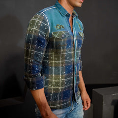 Green indigo checks half & full sleeves shirt