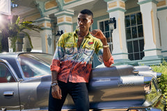 Denim floral print with Ombre full sleeves shirt
