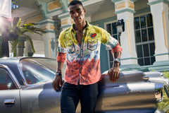 Denim floral print with Ombre full sleeves shirt